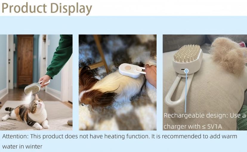 3-in-1 Pet Steam Grooming Brush