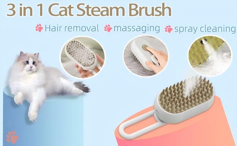 3-in-1 Pet Steam Grooming Brush