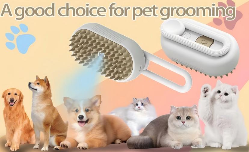 3-in-1 Pet Steam Grooming Brush