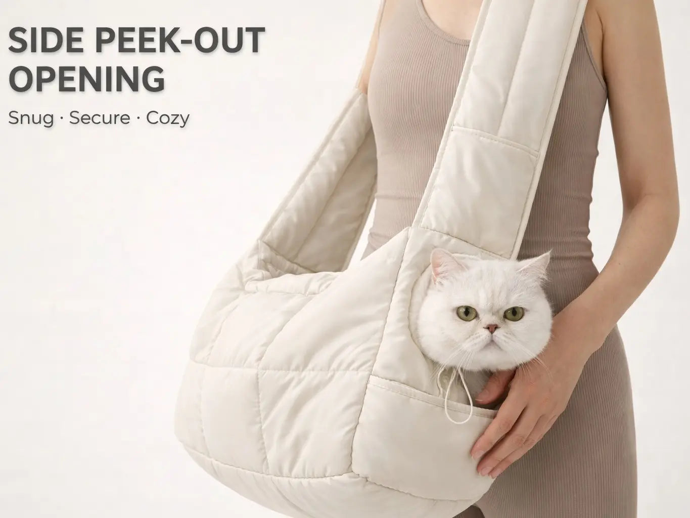 Pet Sling Carrier for Pets Up to 8 lbs – Head-Out Design with Drawstring Opening, Ultra Soft Fabric, Machine Washable, and Safety Leash Clip