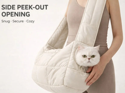 Pet Sling Carrier for Pets Up to 8 lbs – Head-Out Design with Drawstring Opening, Ultra Soft Fabric, Machine Washable, and Safety Leash Clip
