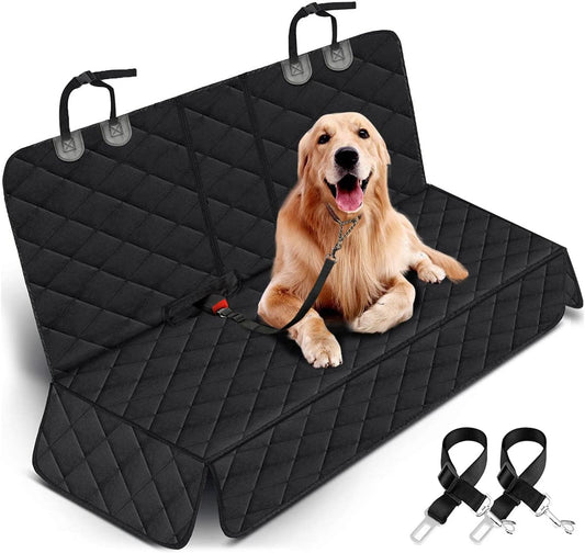 Dog Car Seat Cover - Waterproof Back Seat Protector for Pets with Non-Slip Design, Compatible with Most Cars, Trucks, and SUVs - Black