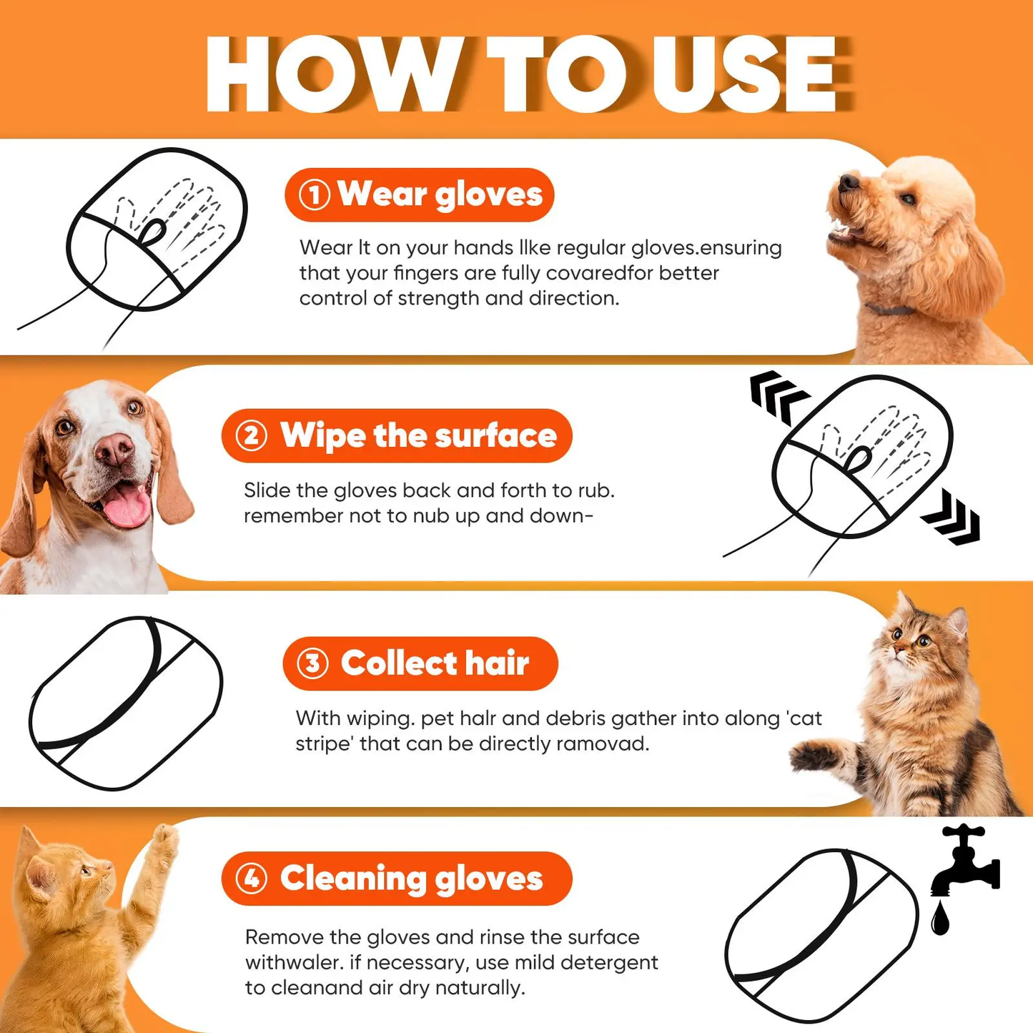 Pet Hair Remover Gloves