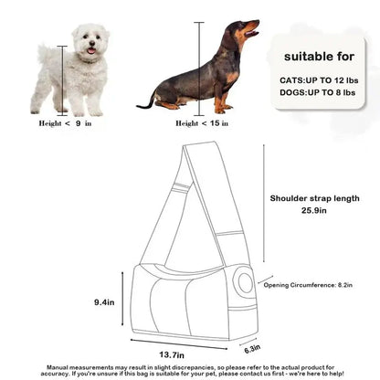 Pet Sling Carrier for Pets Up to 8 lbs – Head-Out Design with Drawstring Opening, Ultra Soft Fabric, Machine Washable, and Safety Leash Clip
