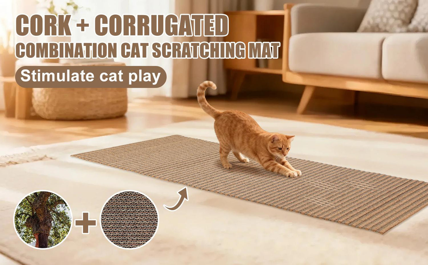 Natural Cork Cat Scratch Mat